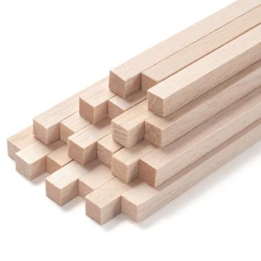Imagem de Coowayze Palitos De Madeira Balsa, Varetas Quadradas Madeira, Tiras Balsa Para Artesanato, 20 Inacabados 3/8" X 12" Materiais Construção Modelos Arquitetônicos Em Miniatura, Projetos "Faça Você Mesm