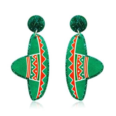 Imagem de Brincos Cinco De Mayo para mulheres, chapéu de cavalo Fiesta, cacto, violão, pimentão, brinco com pingente de gota de acrílico para roupa de festival mexicano, One size, Liga de aço, Sem pedra