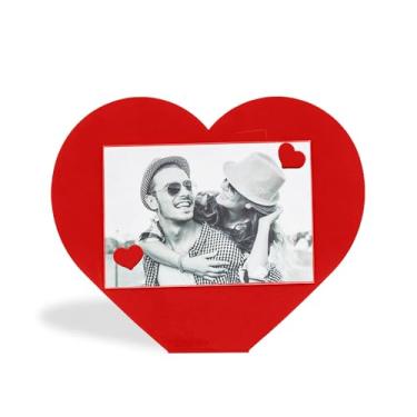Imagem de Geguton - Porta-Retrato Coração - Para Foto 10x15cm - Com Ímãs e Proteção Acrílica - Vermelho Fosco