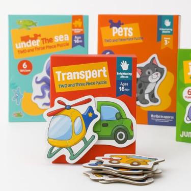 Imagem de Kit 6 Quebra-Cabeça Infantil Brinquedo na Caixa Puzzle com Tema de Veiculos Pets Fundo do Mar e Animais Linha Premium M5 Armarinhos (Animais da Selva)