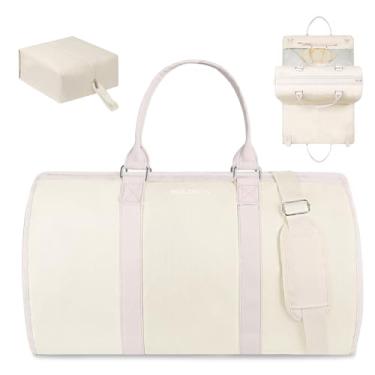 Imagem de 3 peças de bolsas de viagem conversíveis para viagem bolsa de mão para mulheres e homens bolsa de viagem com bolsa de sapato e bolsa de terno pendurada para roupas/vestidos, Bege, Tendência