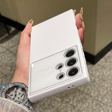 Imagem de Capa de telefone de proteção macia de silicone líquido de luxo para Samsung Galaxy S24 S23 S22 Ultra Plus, película de lente de vidro, capa traseira, branca, para Galaxy S24Plus