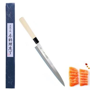 Imagem de JapanBargain 1553, faca japonesa Yanagiba Sashimi Sushi Chef Faca de aço inoxidável de alto carbono 24 cm lâmina feita no Japão, 240 mm