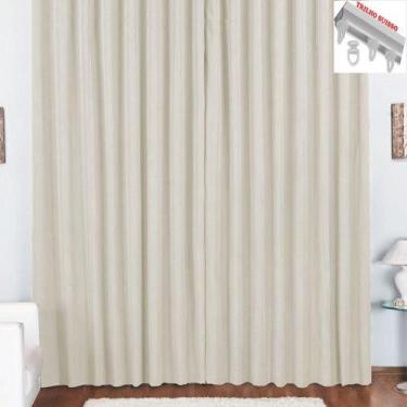 Imagem de Cortina Pryme 4 Metros Sala Em Oxford Trilho Suisso Palha - Top Chick