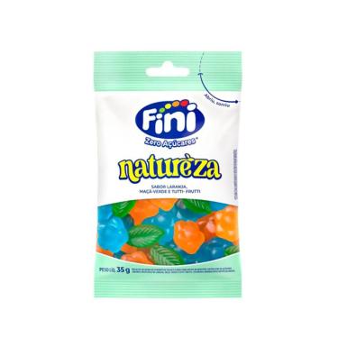 Imagem de Balas de Gelatina Fini Zero Açúcares Natureza Laranja Tutti-frutti e Maçã Verde 35g