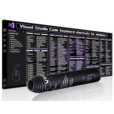 Imagem de exco vip Commands Shortcuts Mouse Pad para Visual Studio - 80 x 30 x 0,2 cm Folha de referências grande estendida mousepad PC escritório planilha teclado mouse tapete antiderrapante borda costurada