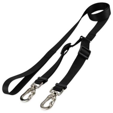 Imagem de Basic Pet Coleira Guia Dupla Para Cães Cachorro Adestramento Passeio Porte Grande Médio Pequeno (Preto, P)