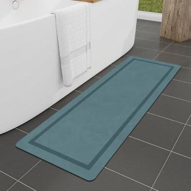 Imagem de chakme Tapete de banheiro tapete corredor 47 x 17, tapete mágico ultrafino tapete de banheiro antiderrapante tapetes de banho absorventes de secagem rápida para piso de banheiro, (azul claro, 119 x 43