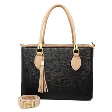 Imagem de Kit bolsa + carteira Tradicional Moderna Transversal Feminina (PRETO/AMÊNDOA,M)