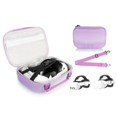 Imagem de CaseSack Capa Compatível Com Meta Quest 3/3S E 2, Organizadora De Viagens Para Headset Vr, Acessórios Controle, Alça Ombro Fácil Transporte Brincadeira (Roxa)
