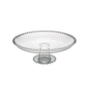 Imagem de Prato de Cristal com Pé Pearl Bolinhas 20 cm x 9 cm Wolff, Transparent