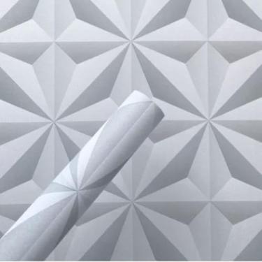 Imagem de Papel de Parede 3D Geométrico Cinza Claro 5 metros = 1 Rolo de 5m X 45cm Adesivo Autocolante Sala, Quarto, Cozinha