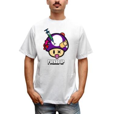 Imagem de Camiseta Masculina Cogumelo Mario Bros Fucked Up - Bella Store, Branco