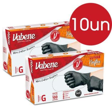 Imagem de Luva Descartavel Vinilflex Preta Vabene 10 caixas Tamanho G, G, Preto