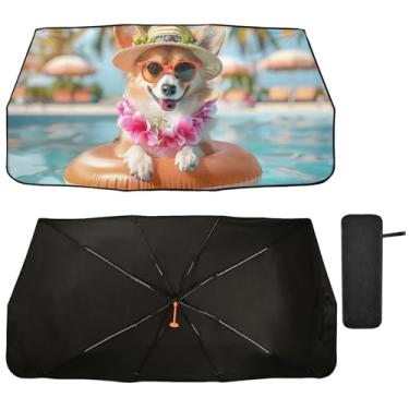 Imagem de Guarda-sol de carro para para-brisa guarda-chuva retrátil dobrável SUV cachorro piscina protetor solar automotivo para-sol carro viseira bloqueia raios UV