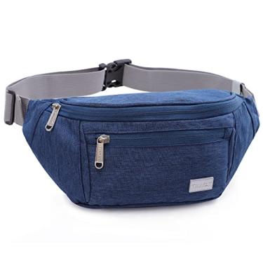 Imagem de Pochetes grandes para mulheres e homens, bolsas transversais com alça ajustável, impermeável, cinto de corrida, bolsa tiracolo preta, Azul/206