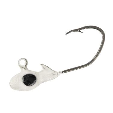 Imagem de Crappie Pro Overbite Sickle Mo' Glo cabeças que brilham no escuro para iscas de pesca de plástico macio com garrappie, acessórios para pesca em água doce, pacote com 10, fantasma Mo'Glo, 14 g