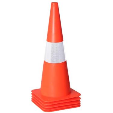 Imagem de Alytree [Pacote com 5] Cones de Trânsito de 18" com Faixa Refletiva, Cones de Estacionamento de Segurança Em Estradas, Cones de Marcação de Campo de Agilidade para Treinamento de E ()