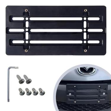 Imagem de Suporte de placa de carro de para-choque dianteiro para Mazda 2000-2023, conjunto de suporte de placa com 6 parafusos exclusivos e kit de chave inglesa, kit de montagem de etiqueta de licença,