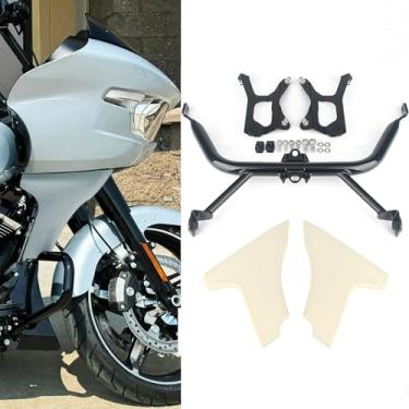 Imagem de RUNNING PANTHER Kits de suporte de painel de carenagem lateral para harley touring cvo road glide st fltrxstse 2024 fltrxse 2023, atualização sem pintura/capa de spoiler preta brilhante