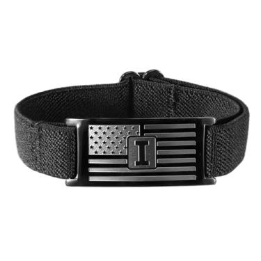 Imagem de Mikovivi Pulseira com inicial da bandeira americana para homens, pulseira ajustável de aço inoxidável, joia patriótica, cesta de Páscoa, presente para homens, crianças, meninos e adolescentes (I)