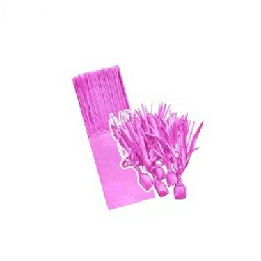 Imagem de Kit 90 Papel de Bala Seda Rosa Pink com 2 Franjas p/ Balas - Genérica