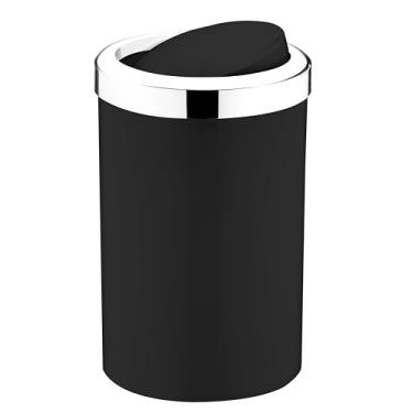 Imagem de Lixeira c/tampa basculante 8 litros preto/cromado - Future | Com sistema que esconde o saco de lixo
