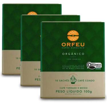 Imagem de Café Orfeu Drip Coffee Orgânico Kit 3 Caixas