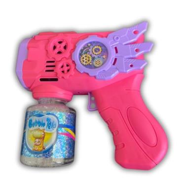 Imagem de Lançador de bolhas de sabão automático com luz Pistola de pulverização para crianças(Azul sem pilhas)