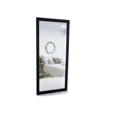 Imagem de Espelho Com Moldura Para Pendurar Na Parede 34X75CM Sala Quarto Hall Lavabo Banheiro Metade Do Corpo Preto(Preto)
