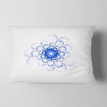 Imagem de Designart Perfect Gllowing Fractal Flower in Blue Floral Throw Lombar, sofá, enchimento de almofada + capa de almofada impressa em ambos os lados 30,5 x 50,8 cm