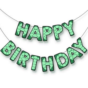 Imagem de Yexiya Faixa de aniversário verde com tema de tartaruga de desenho animado bandeira de aniversário tartaruga verde decorações de festa para adultos desenho animado anime herói tema decorações de festa