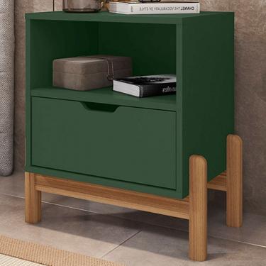 Imagem de Mesa de Cabeceira Pomerode 1 Gaveta Verde Oliva - Pnr Móveis