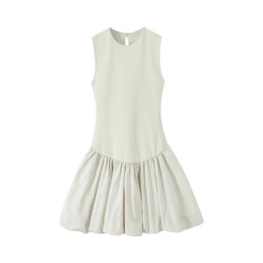 Imagem de Vestidos Casuais Femininos De Verão, Curtos, Sem Mangas, Com Decote Em