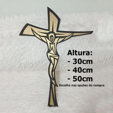 Imagem de Decoração Cruz Crucifixo De Madeira MDF Parede Jesus Fé Católico Relig