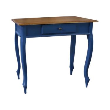 Imagem de Aparador De Sala Rústico Madeira 1 Gavetas Pés Luiz Xv - Azul Bic Com Tampo Imbuia Glazer