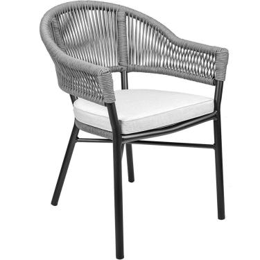 Imagem de Cadeira Decorativa Para área Gourmet Base Grafite Corda Náutica Medan R01 Chumbo - Lyam Decor