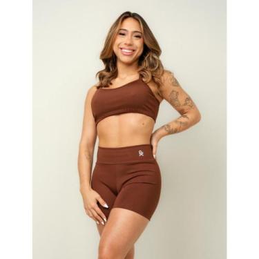 Imagem de Conjunto Fitness Top Alça e Short Legging Blackout Cós Alto Feminino L