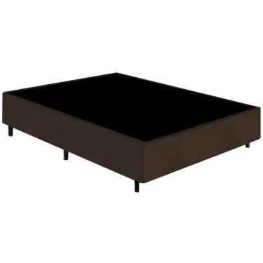 Imagem de Base Casal Gazin Sommier largura de 138 cm e altura de 39 cm em tecido suede Marrom