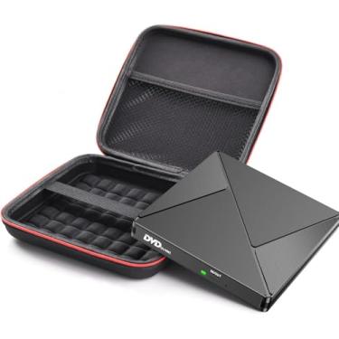 Imagem de Leitor de DVD para laptop com bolsa de armazenamento, unidade de CD externa para Mac, USB 3.0 USB C gravador de CD portátil, unidade de disco externo, leitor de DVD, gravador de ROM compatível com