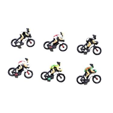 Imagem de Dynwave 6x1/87 pessoas modelo em miniatura estatuetas de ciclismo mesa decoração layout diorama cenário modelos de bicicleta micro paisagem ciclistas