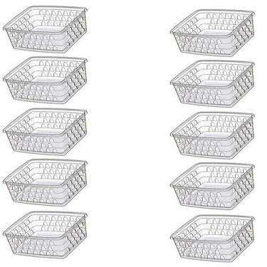 Imagem de Kit 10 Caixas Cesto Organizador Decorativo Multiuso Transp 1118 Uninje