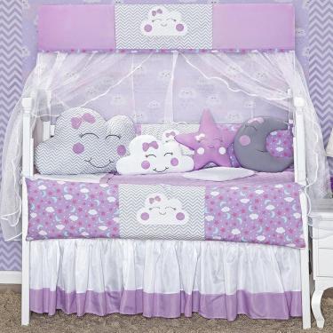 Imagem de Kit Berço 12 Peças Nuvem Formato Menina Lilás Baby