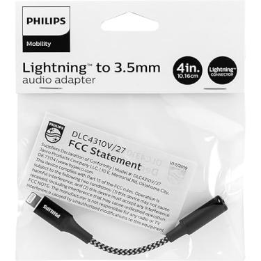Imagem de PHILIPS Adaptador Lightning para conector de fone de ouvido de 3,5 mm, pacote com 12, cabo trançado de 10 cm, certificado MFi, DUP3453B/37