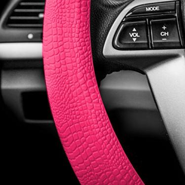 Imagem de FH Group Padrão de cobra de silicone de ajuste universal com aderência massageadora para volante serve na maioria dos carros, SUVs, caminhões e Vans Magenta