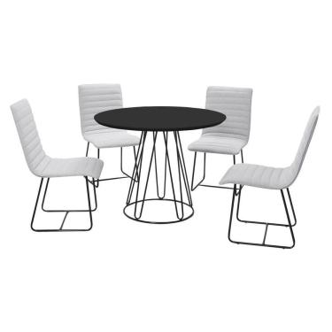 Imagem de Sala De Jantar 1,00M Base Preta Com 04 Cadeiras Laca Preto