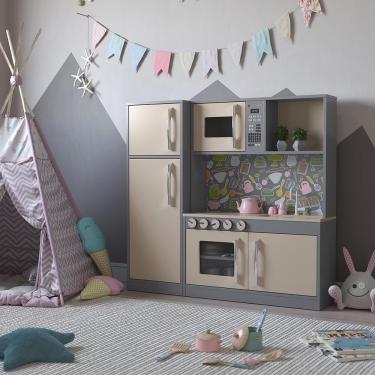 Imagem de Cozinha Infantil Baby Completa Com Refrigerador Diana - Mdf Dobradiças Com Amortecedores - Ofertamo