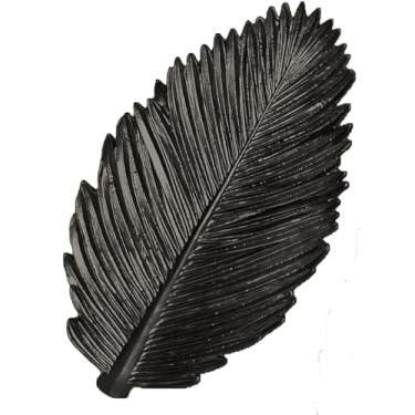 Imagem de Bandeja Folha Casa Decoração Em Resina (Preto)