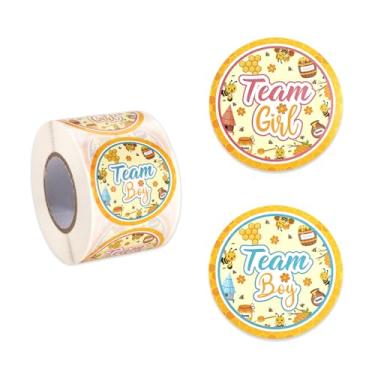 Imagem de 500pc Abelha Adesivos de Revelação do Sexo, 5cm Time Menina e Time Menino Revelação do Sexo Decalque Abelhinha Festa Artigos para Chá de Bebê Ela ou Ele Votação Jogo