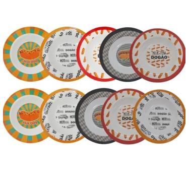 Imagem de Conjunto 10 Pratos Em Melamina Temático De Cachorro Quente